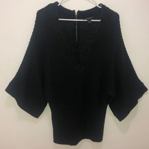 Oversized slouched low drop V neck sweater